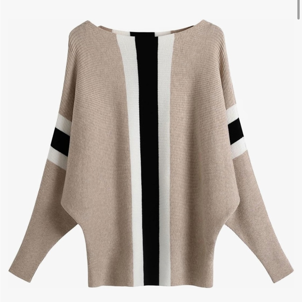 Oversized Boat Neck Dolman Knitted Sweater up to size large. Brand new
